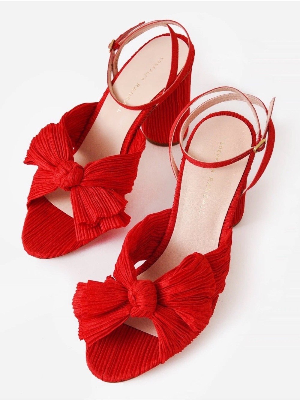 Loeffler Randall Red Camellia Pleated Bow size 7.5